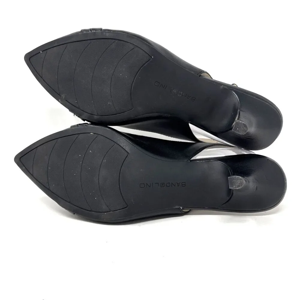 Bandolino Bolara Kitten Heel Slingback Womens Sz 9 Black Bow Tie Pointed Toe